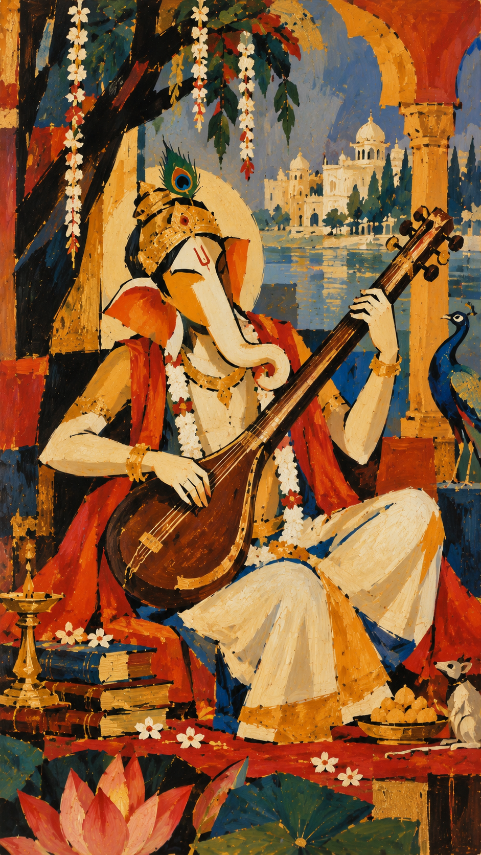 Lord Ganesha’s Divine Melody | Digital Artwork