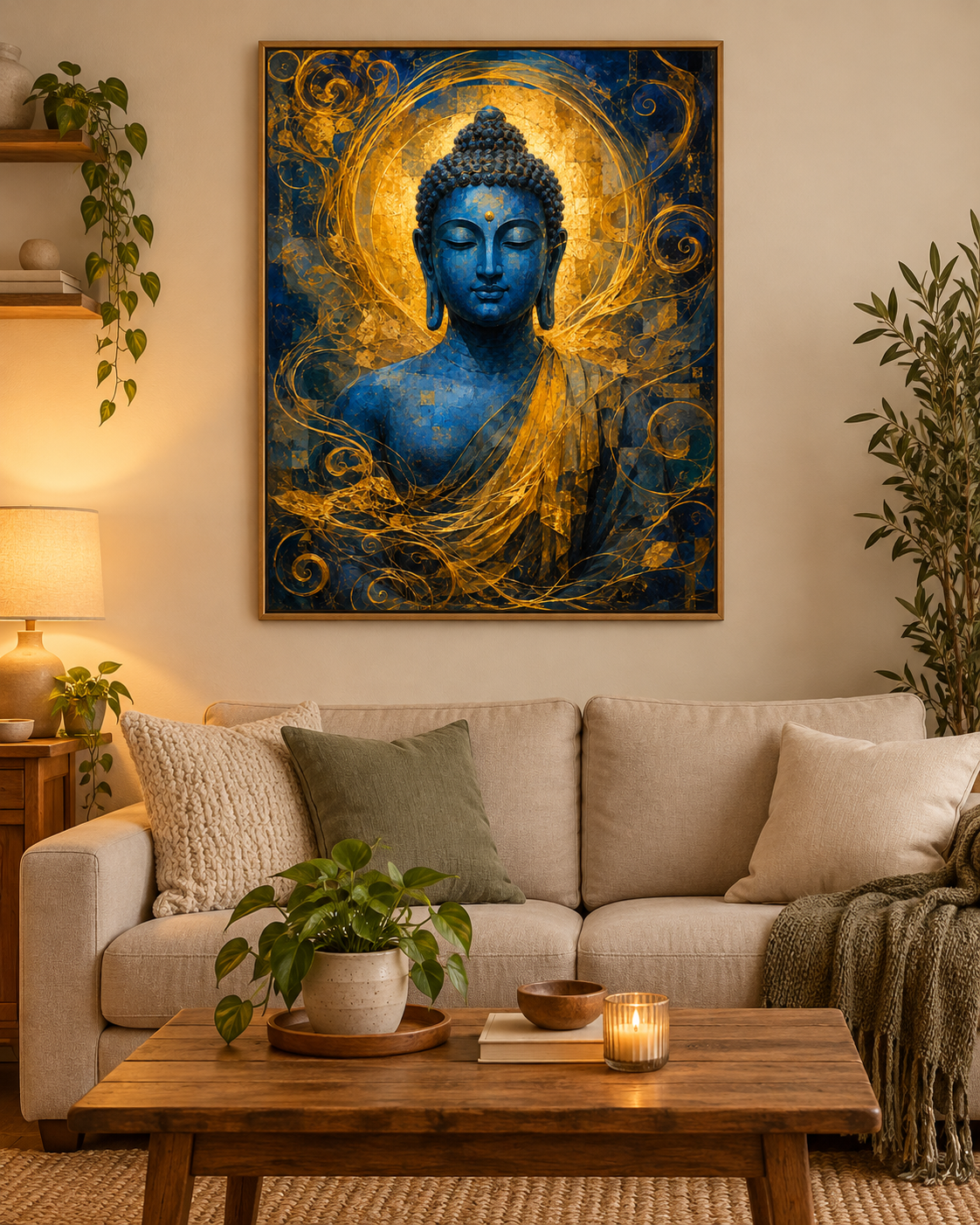 Buddha With Golden Halo | Digital Artwork