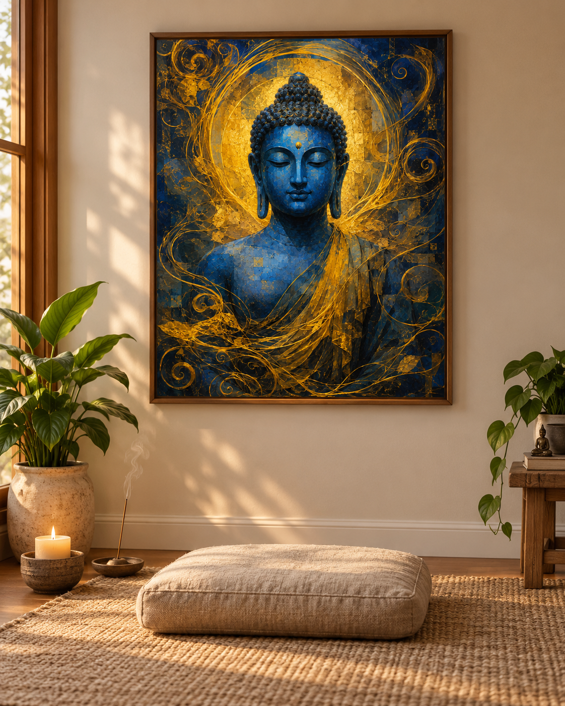 Buddha With Golden Halo | Digital Artwork