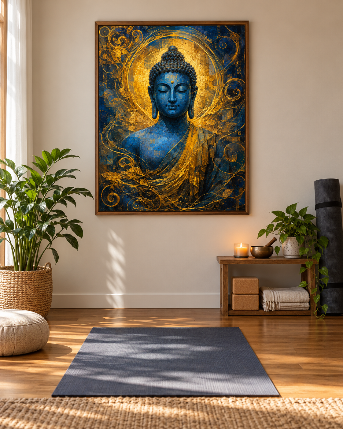 Buddha With Golden Halo | Digital Artwork