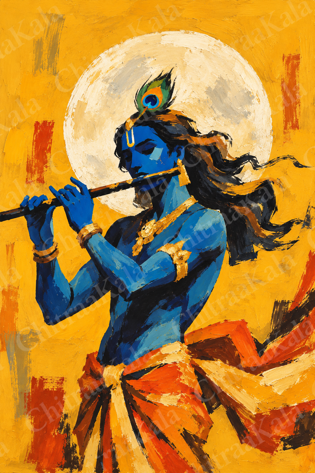 Lord Krishna Beneath the Moon