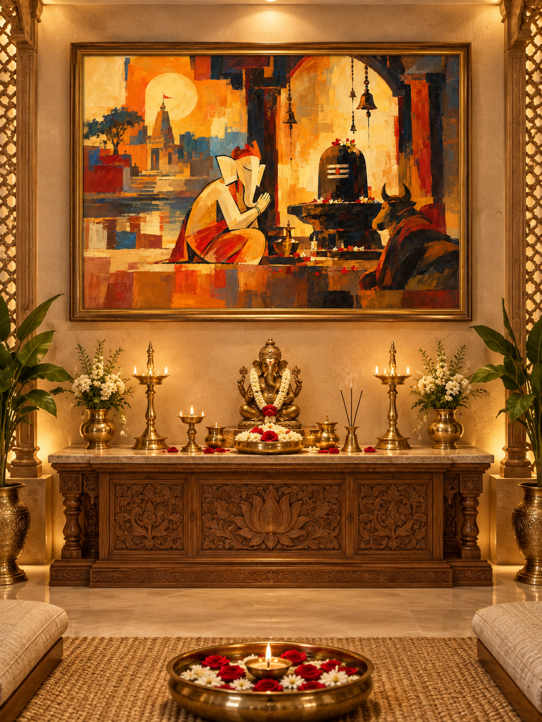 Lord Ganesha Praying Lord Shiva | Digital Artwork
