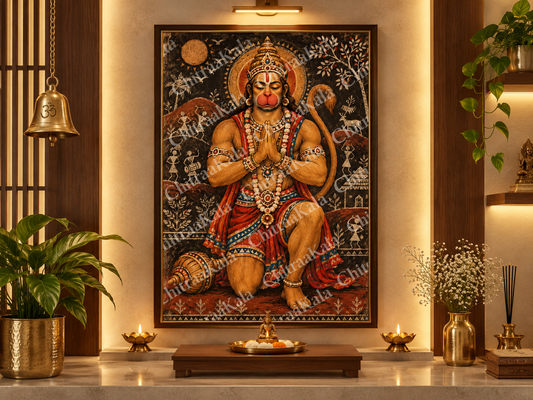 Lord Hanuman in folk art | Digital Artwork