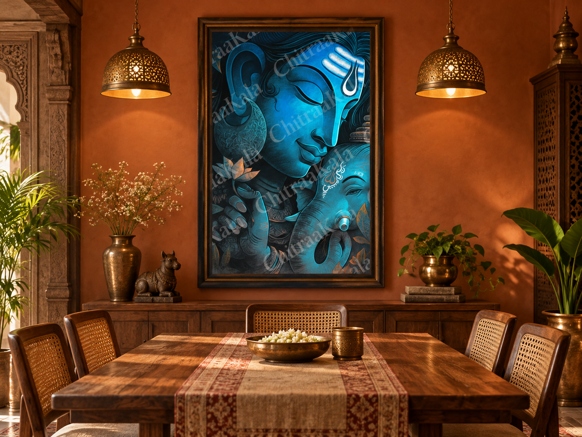 Divine Bond – Lord Shiva & Lord Ganesha | Digital Artwork