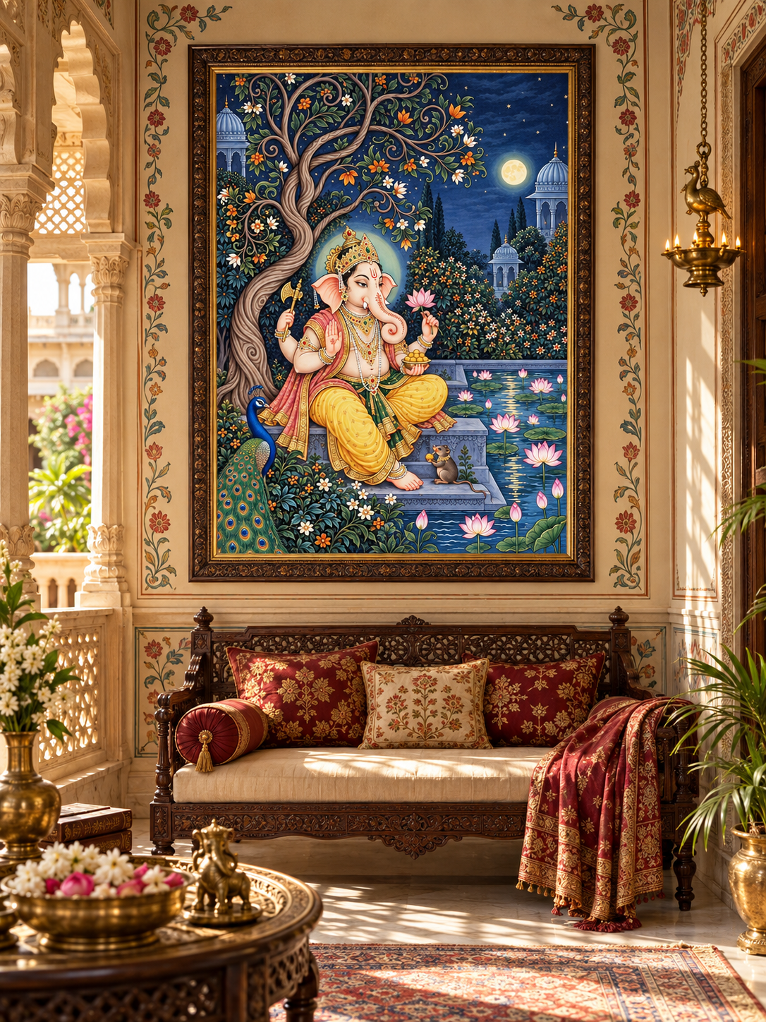 Moonlight Serenity Lord Ganesha | Digital Artwork