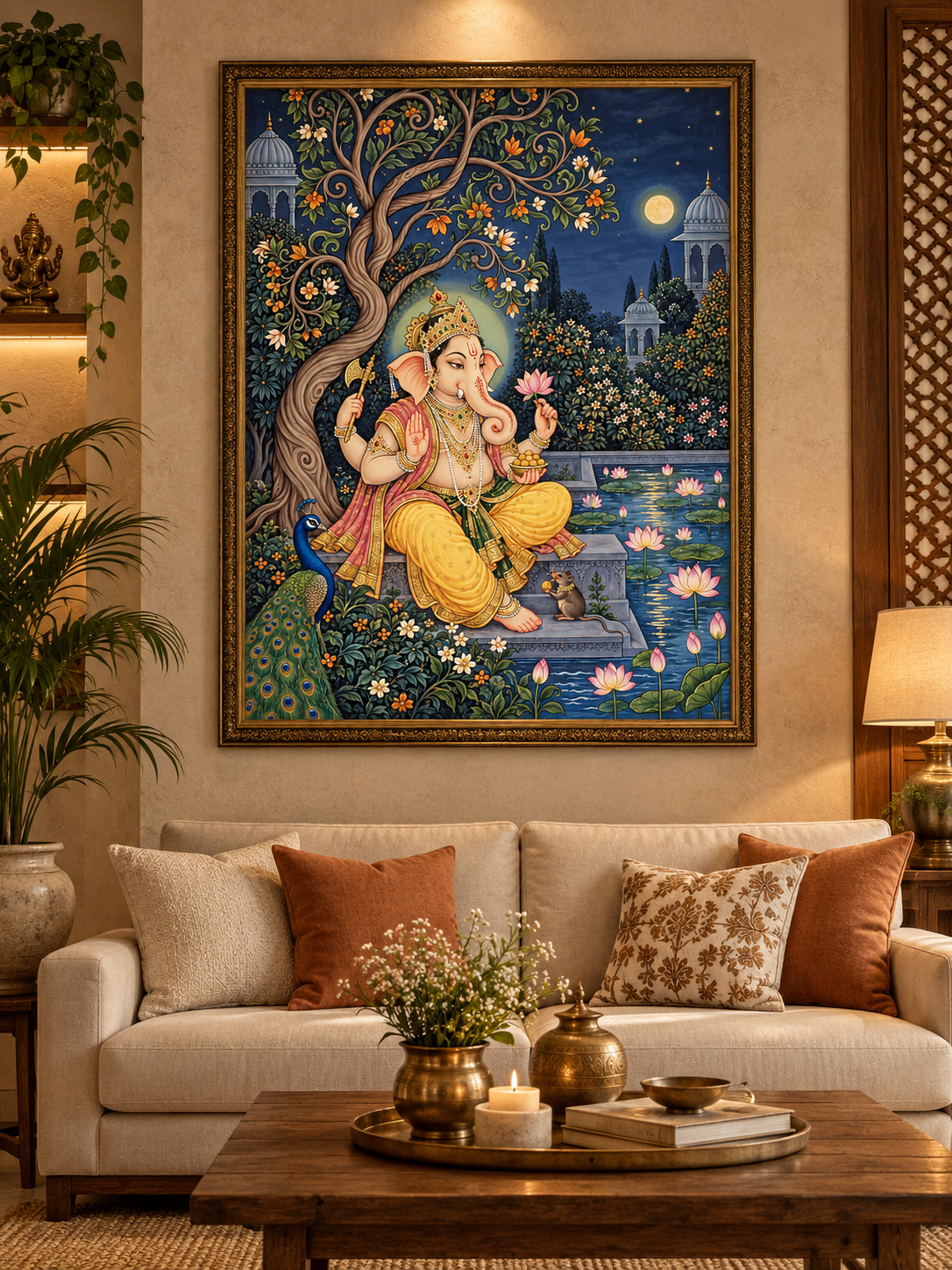 Moonlight Serenity Lord Ganesha | Digital Artwork