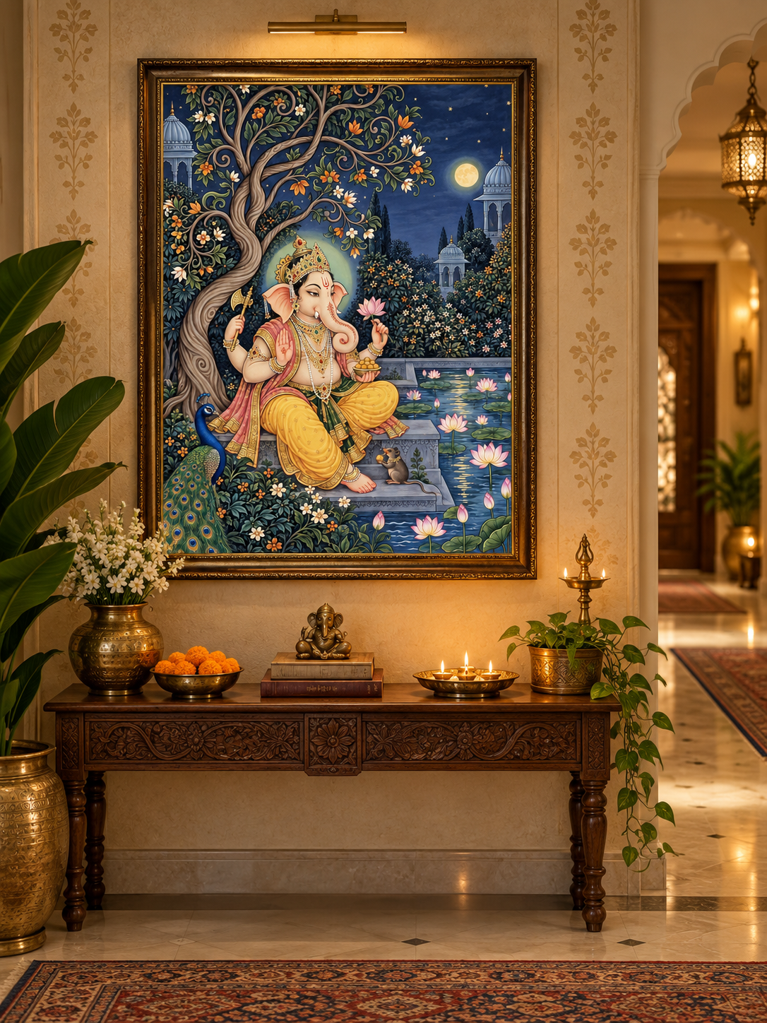 Moonlight Serenity Lord Ganesha | Digital Artwork