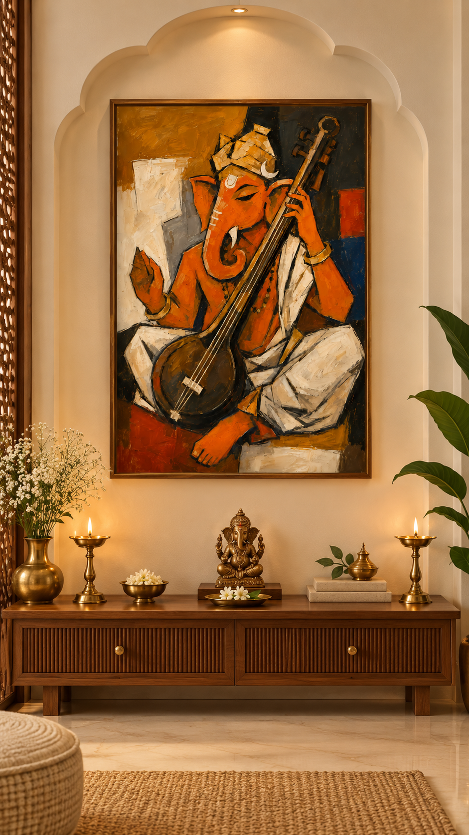 Lord Ganesha Playing Veena | Digital Artwork