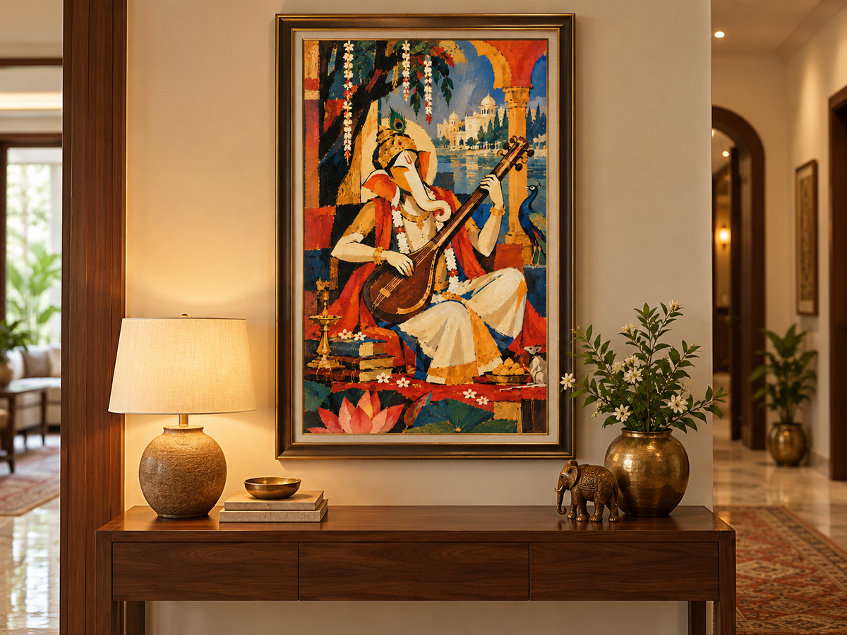 Lord Ganesha’s Divine Melody | Digital Artwork