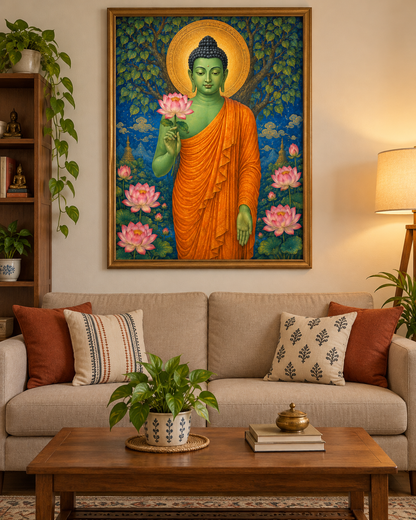 Buddha Amidst Lotus Blossoms | Digital Artwork