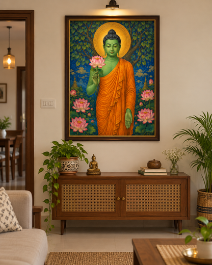 Buddha Amidst Lotus Blossoms | Digital Artwork