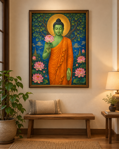 Buddha Amidst Lotus Blossoms | Digital Artwork