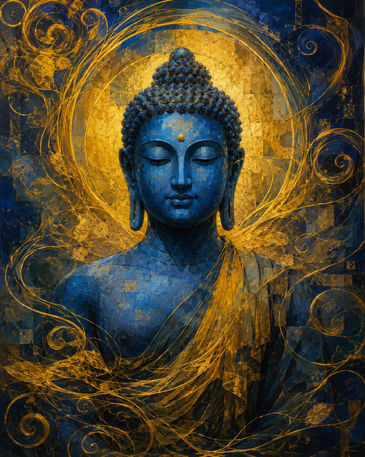 Buddha With Golden Halo | Digital Artwork