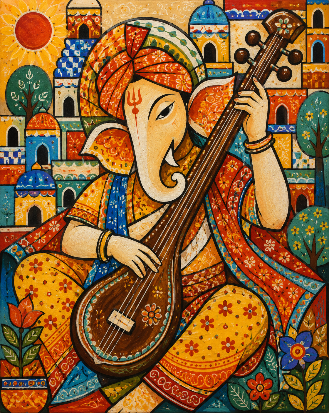 Lord Ganesha’s Melody | Digital Artwork Download