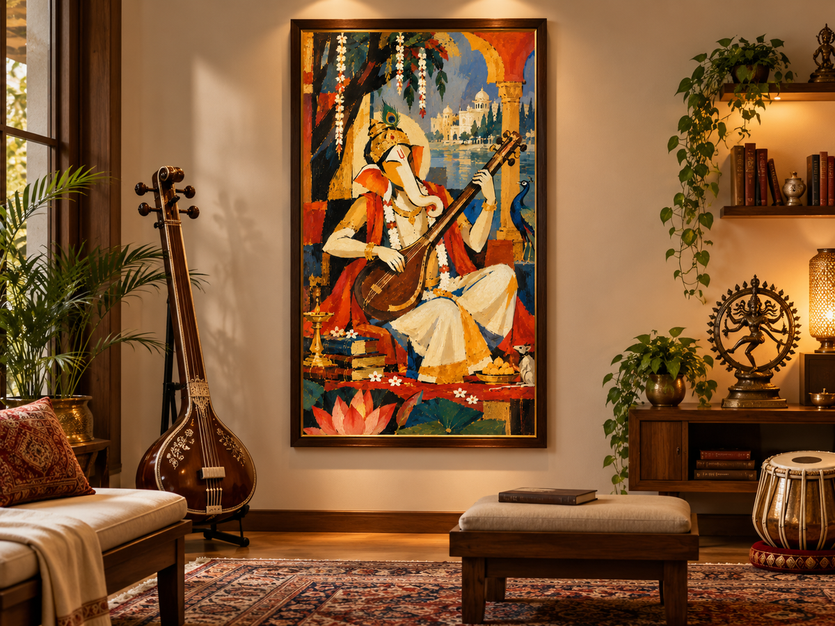 Lord Ganesha’s Divine Melody | Digital Artwork