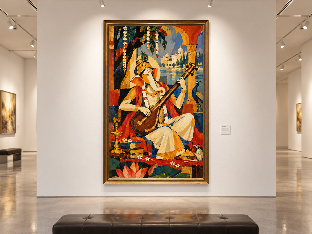 Lord Ganesha’s Divine Melody | Digital Artwork