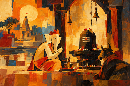 Lord Ganesha Praying Lord Shiva | Digital Artwork