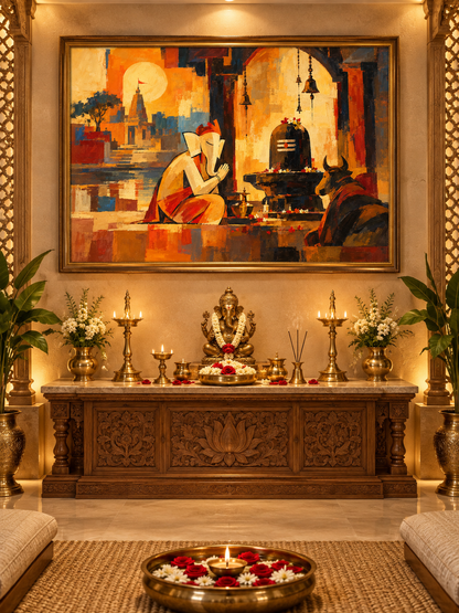 Lord Ganesha Praying Lord Shiva | Digital Artwork