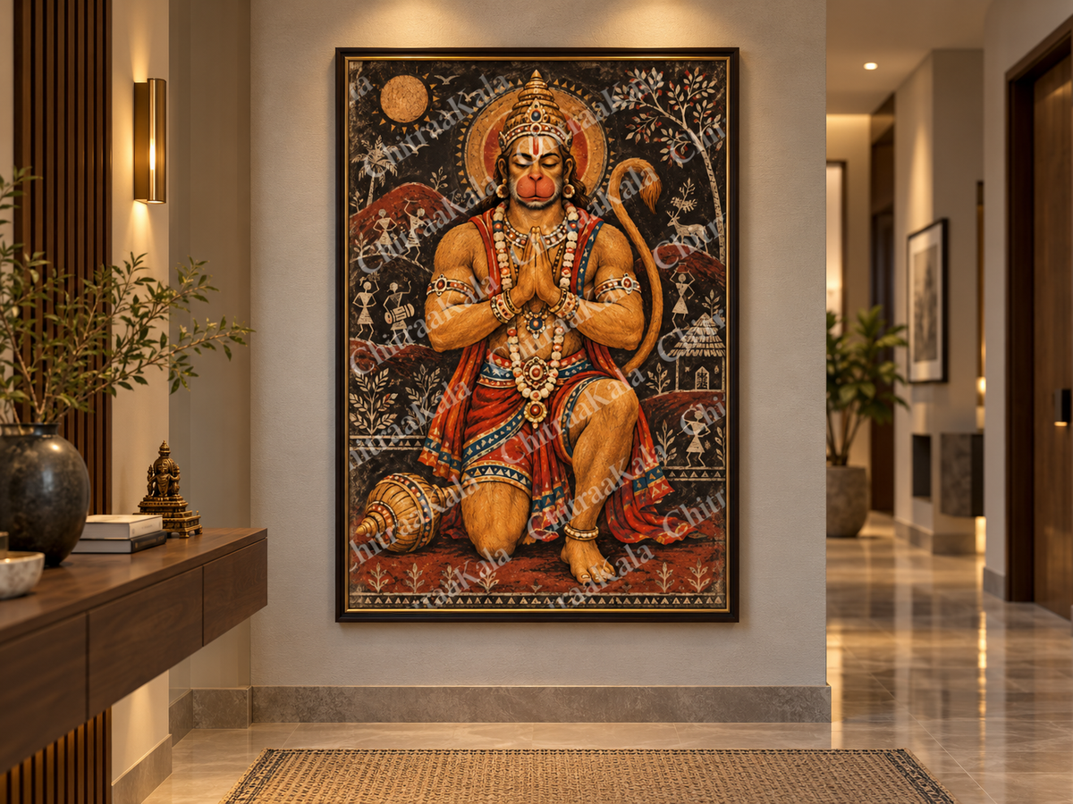 Lord Hanuman in folk art | Digital Artwork