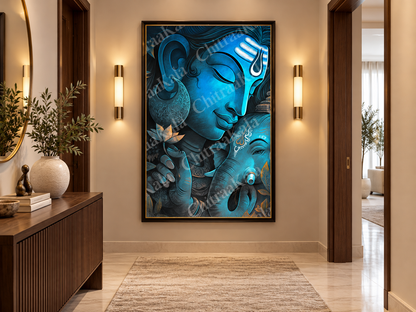 Divine Bond – Lord Shiva & Lord Ganesha | Digital Artwork