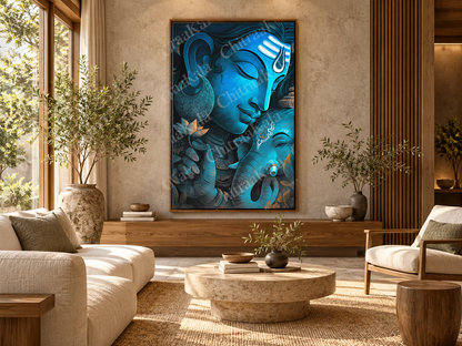 Divine Bond – Lord Shiva & Lord Ganesha | Digital Artwork