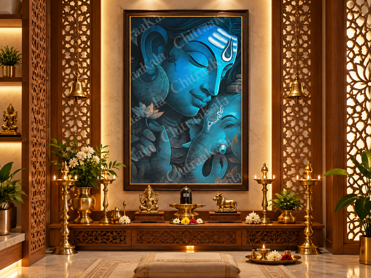 Divine Bond – Lord Shiva & Lord Ganesha | Digital Artwork