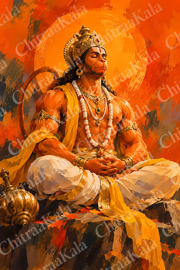 Lord Hanuman Meditating | Digital Artwork
