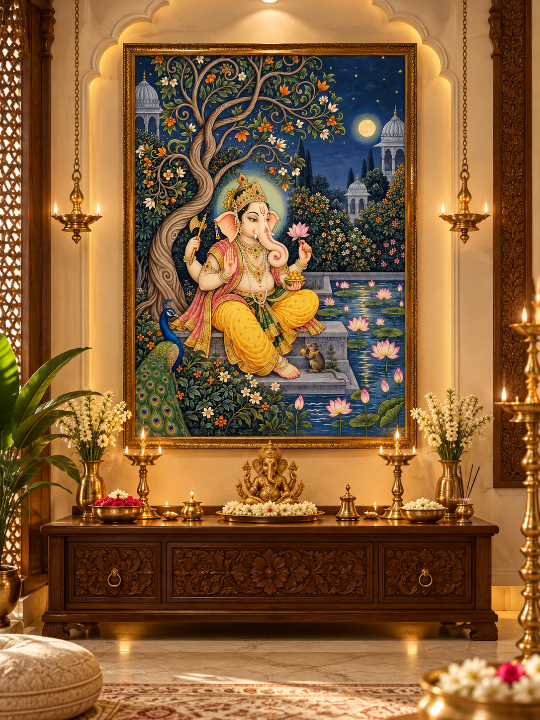 Moonlight Serenity Lord Ganesha | Digital Artwork