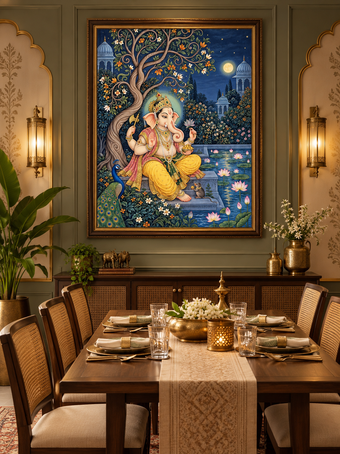 Moonlight Serenity Lord Ganesha | Digital Artwork