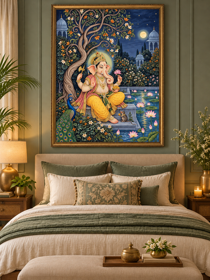 Moonlight Serenity Lord Ganesha | Digital Artwork