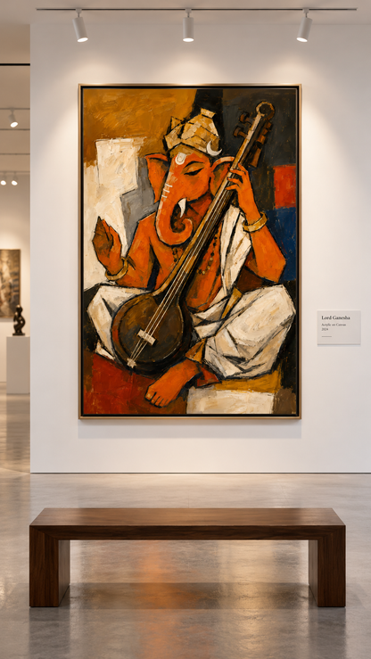 Lord Ganesha Playing Veena | Digital Artwork