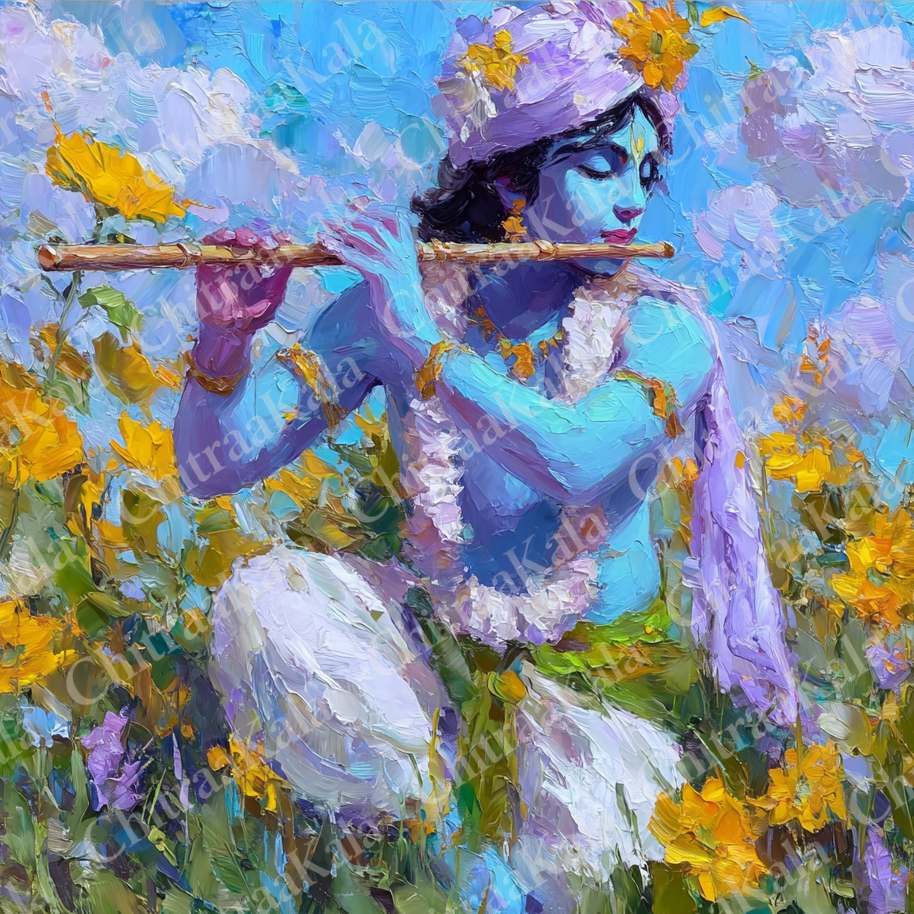 Lord Krishna - Playing his Flute | Digital artwork